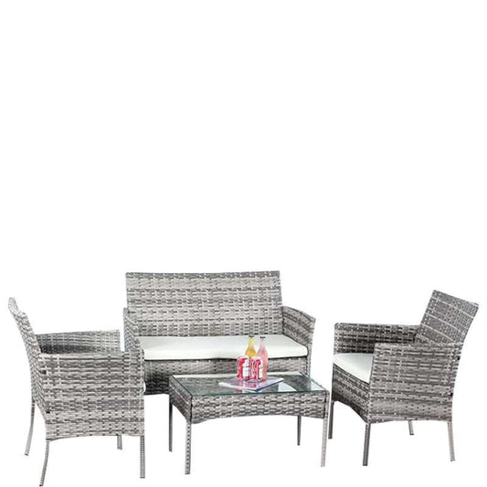 Indoor/Outdoor Rattan Furniture Set - 4-Piece Mix Grey Garden Patio Sofa - XEO Home