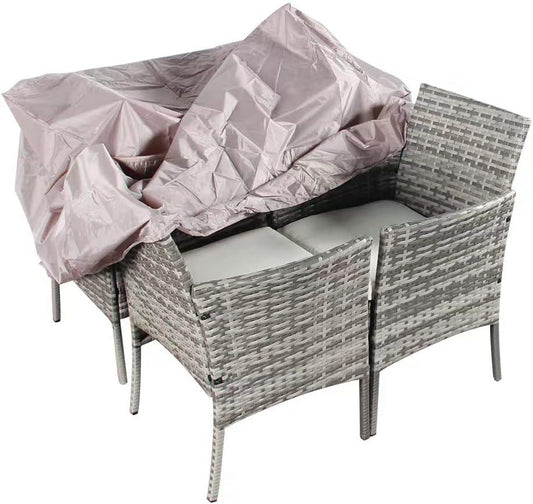 4-Pc Mix-Grey Rattan Sofa Set for Patio, Balcony, or Conservatory with Rain Cover - XEO Home
