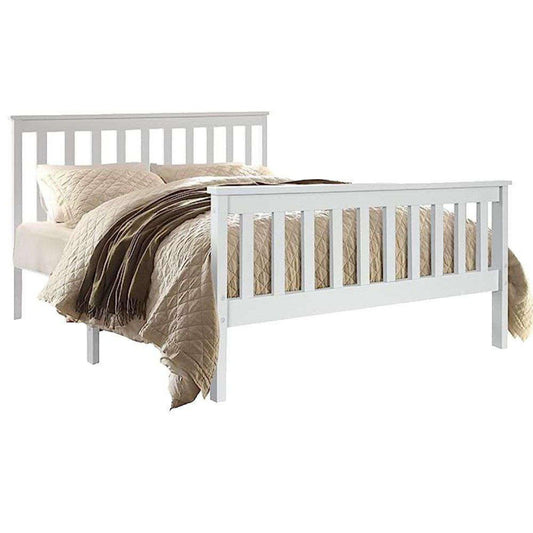 4ft Durable and Comfortable White Small Double Pinewood Bed Frame - XEO Home