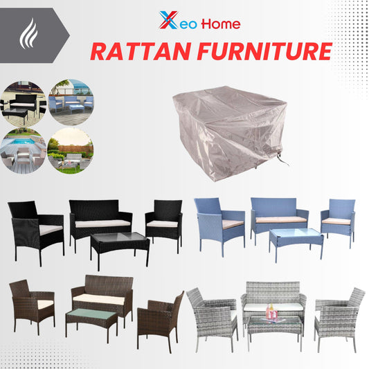 Multicoloured Rattan Garden Sofa Set - 4 Piece Patio Furniture Set - XEO Home