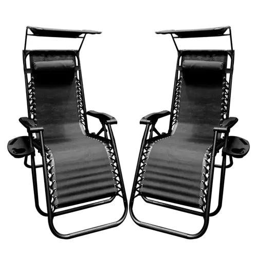 2 X RECLINING SUN LOUNGER OUTDOOR GARDEN FOLDING ZERO GRAVITY CHAIR ADJUSTABLE - XEO Home
