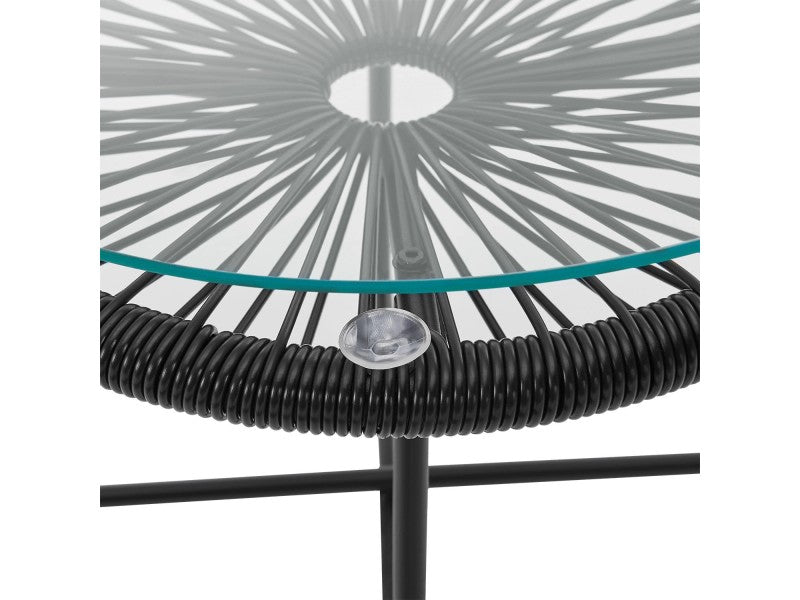 3 Piece Rattan Bistro Set for 2 – Outdoor Garden Table & Egg Chairs with Glass Top