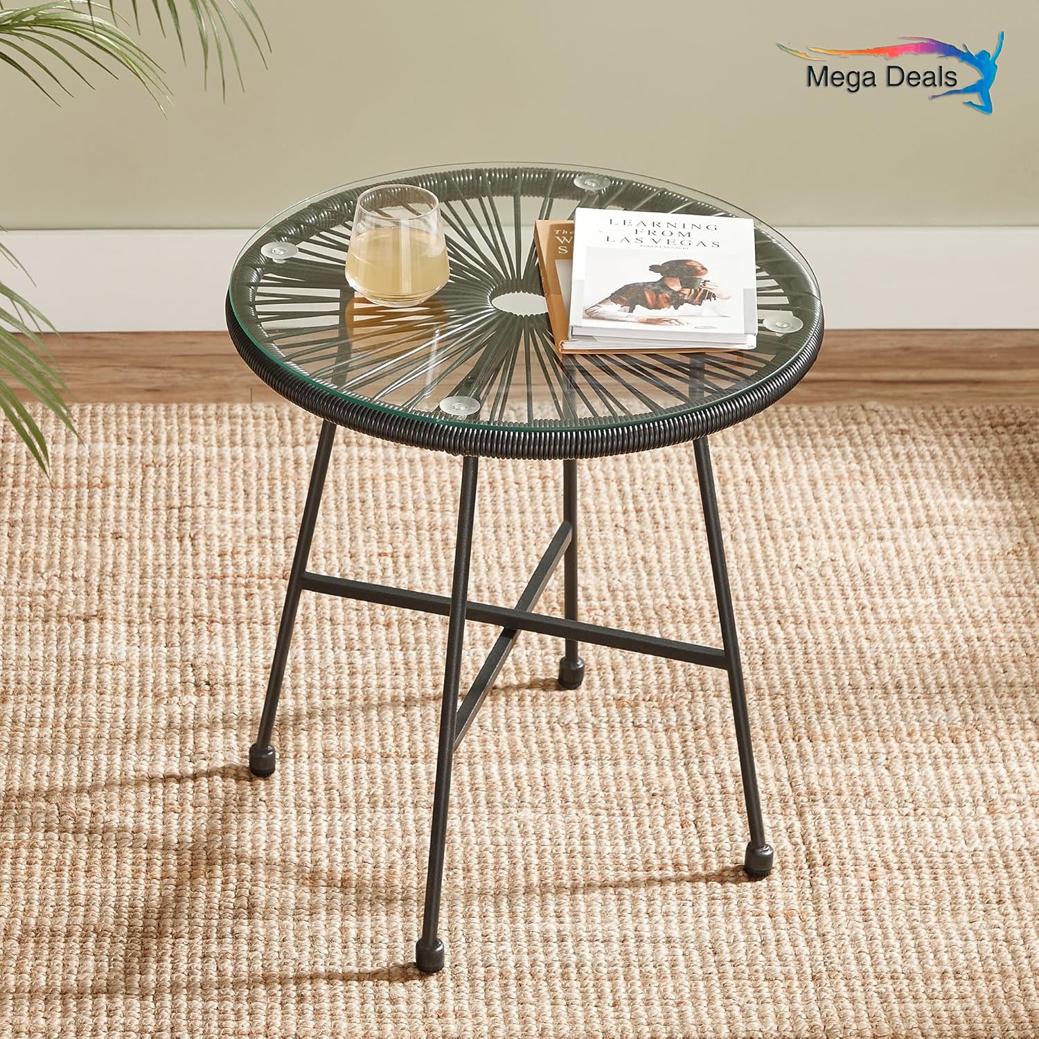 3 Piece Rattan Bistro Set for 2 – Outdoor Garden Table & Egg Chairs with Glass Top