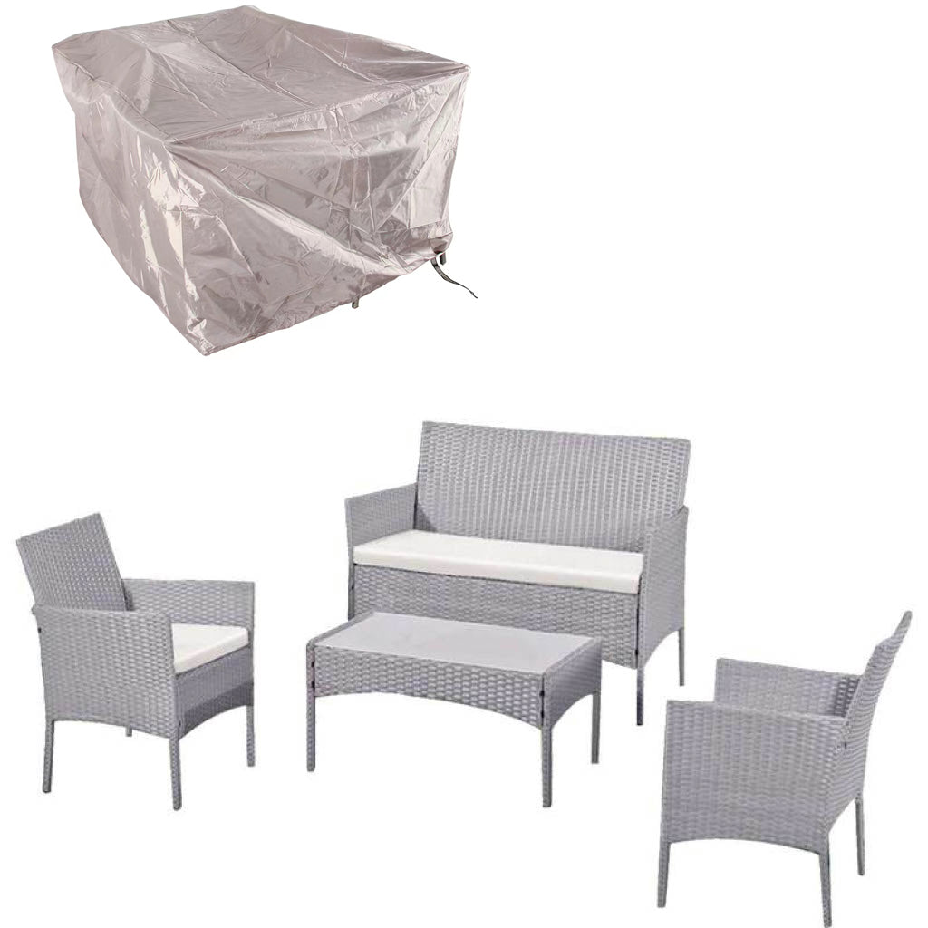4 Piece Rattan Garden Furniture Set – Outdoor Patio Sofa & Chairs with Coffee Table for Balcony, Conservatory, Backyard & Poolside