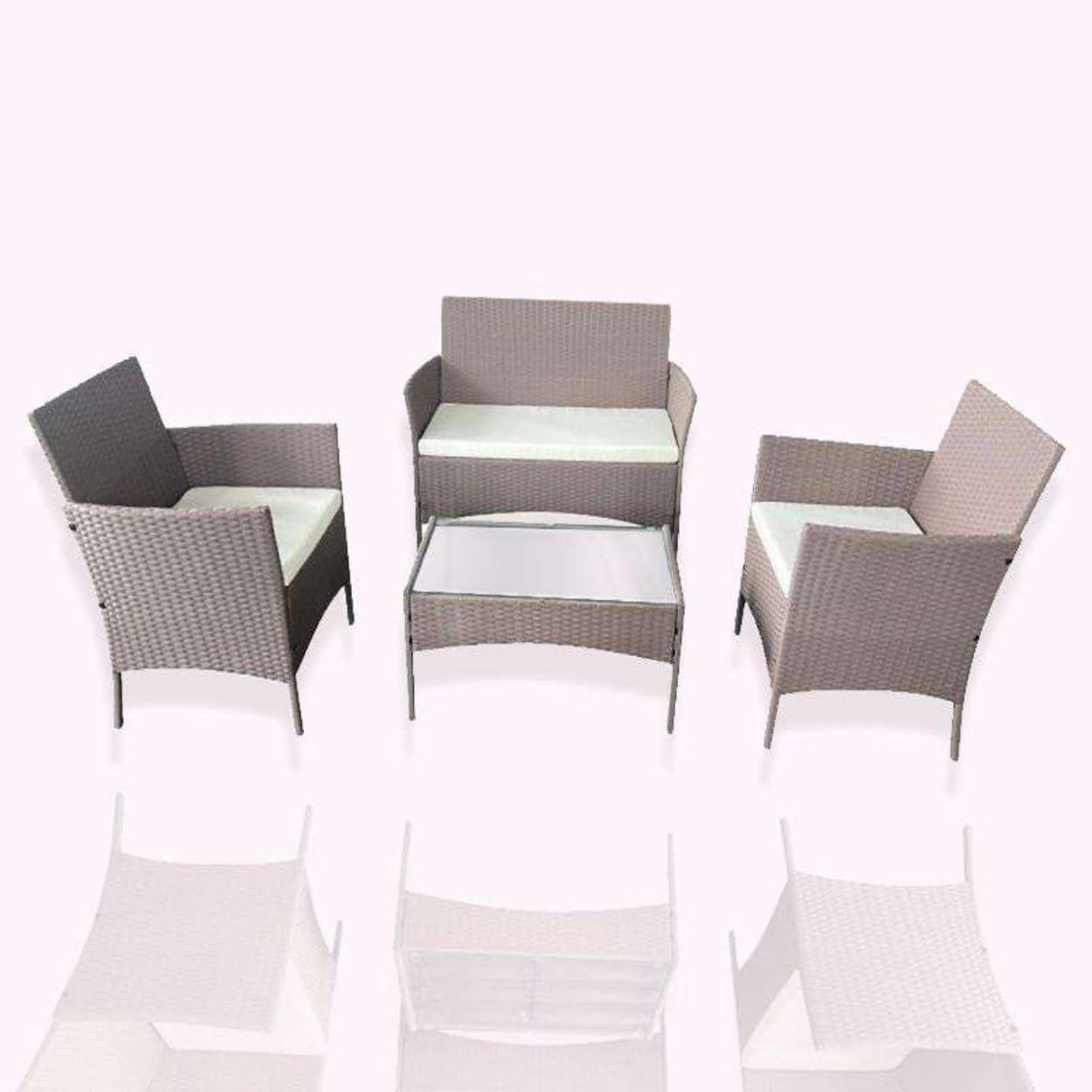 XEO HOME 4-Piece Brown Rattan Furniture Set for Poolside or Backyard - XEO Home