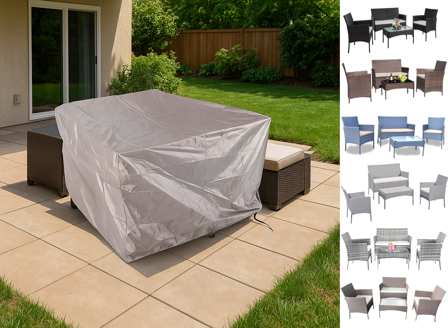 4 Piece Rattan Garden Furniture Set – Outdoor Patio Sofa & Chairs with Coffee Table for Balcony, Conservatory, Backyard & Poolside