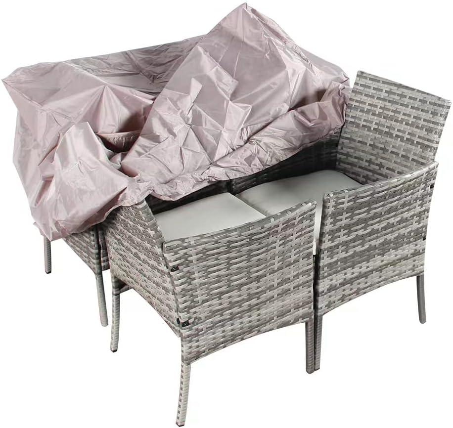 4-Pc Mix-Grey Rattan Sofa Set for Patio, Balcony, or Conservatory with Rain Cover - XEO Home