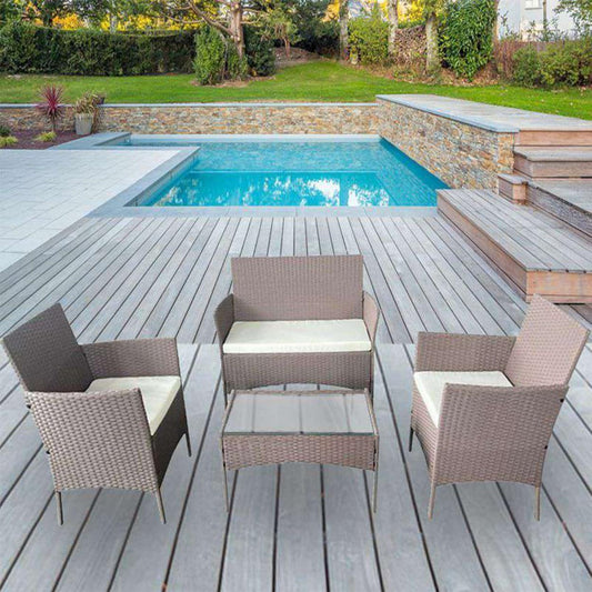 XEO HOME 4-Piece Brown Rattan Furniture Set for Poolside or Backyard - XEO Home