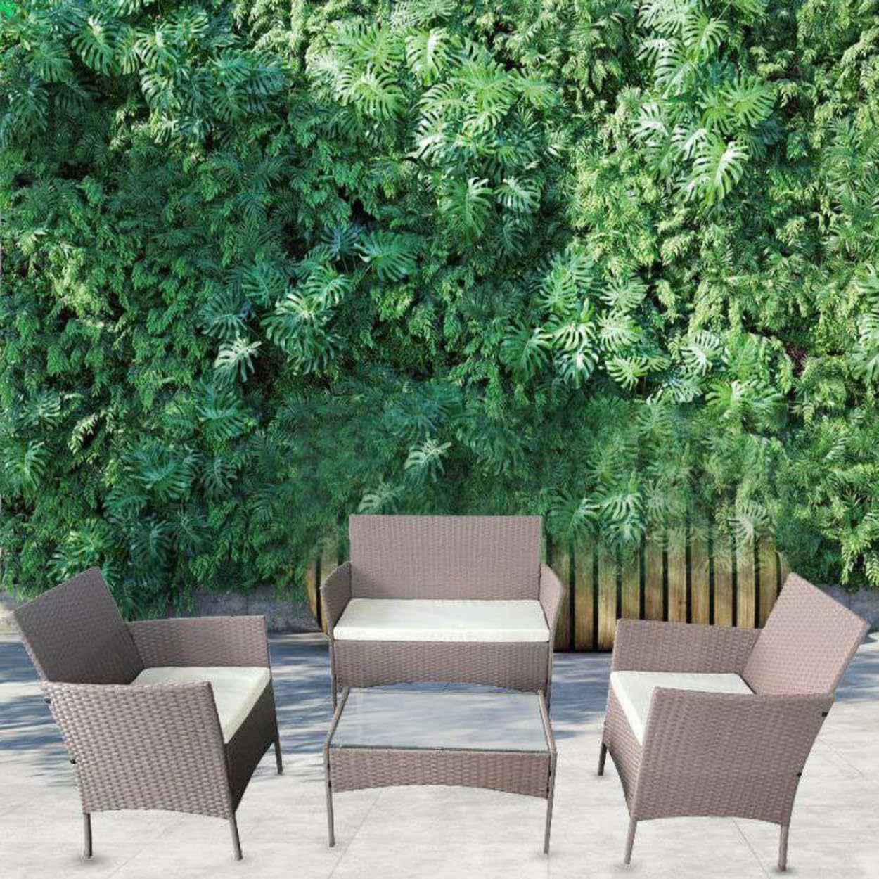 Multicoloured Rattan Garden Sofa Set - 4 Piece Patio Furniture Set