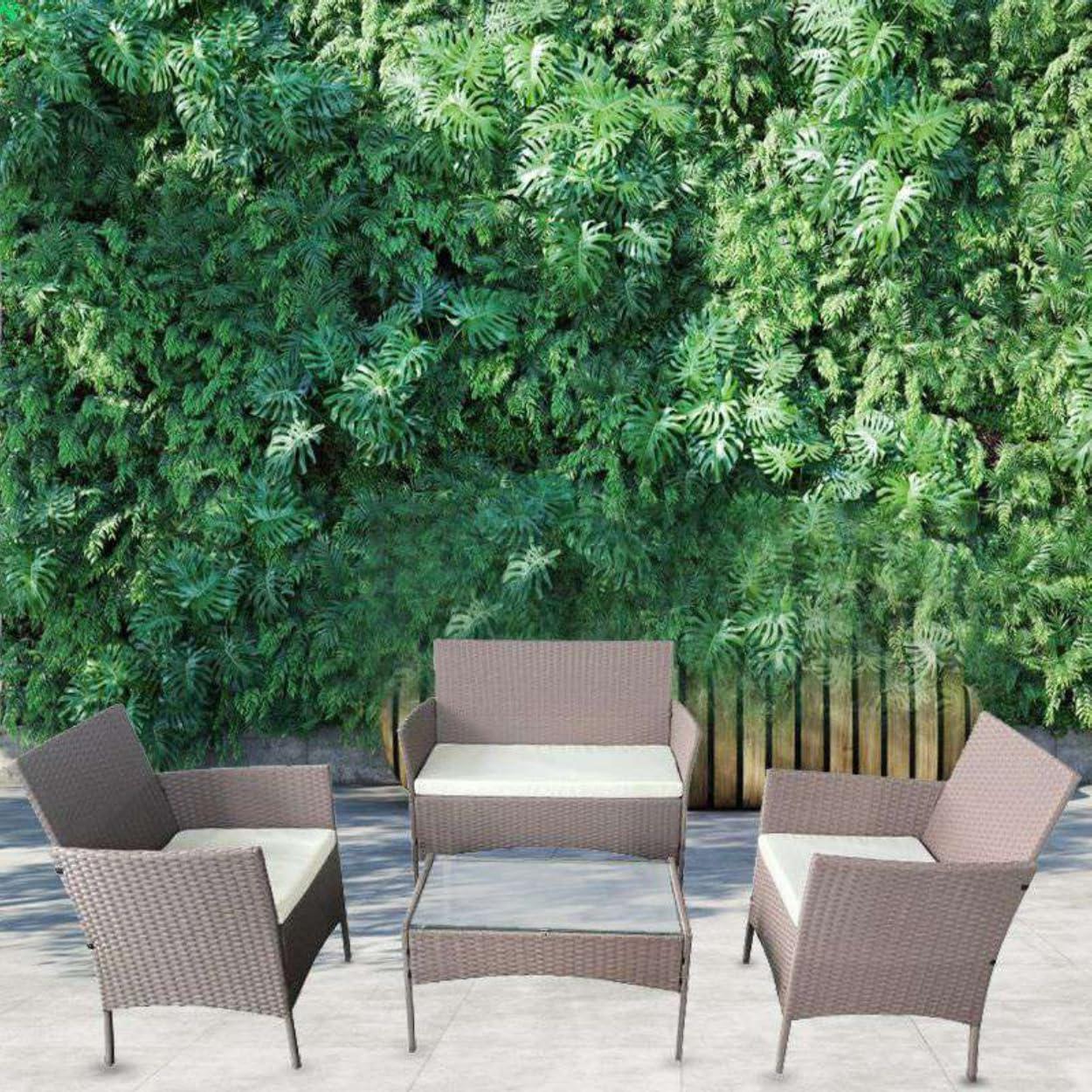 Multicoloured Rattan Garden Sofa Set - 4 Piece Patio Furniture Set - XEO Home