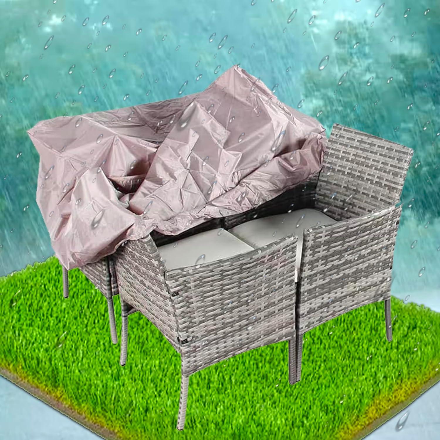 4-Pc Mix-Grey Rattan Sofa Set for Patio, Balcony, or Conservatory with Rain Cover - XEO Home