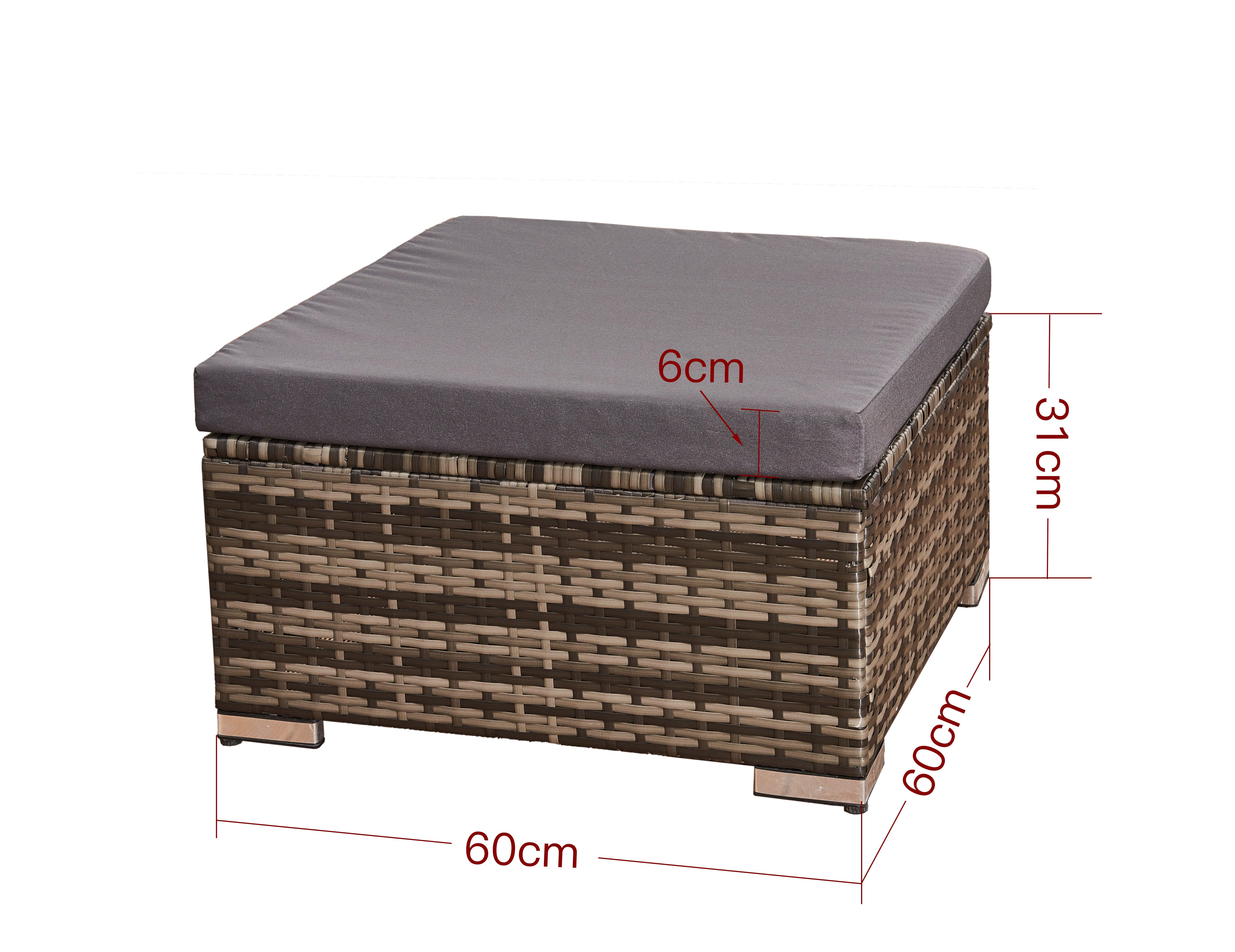 Outdoor Rattan Sofa Set - MIX Grey 4-Seater L-Shape with Coffee Table & Sun Lounger - XEO Home