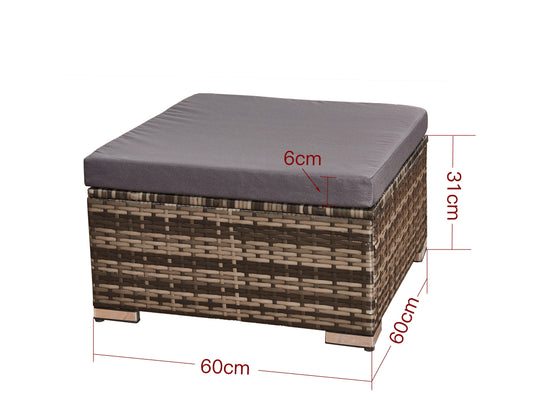 Outdoor Rattan Sofa Set - MIX Grey 4-Seater L-Shape with Coffee Table & Sun Lounger - XEO Home