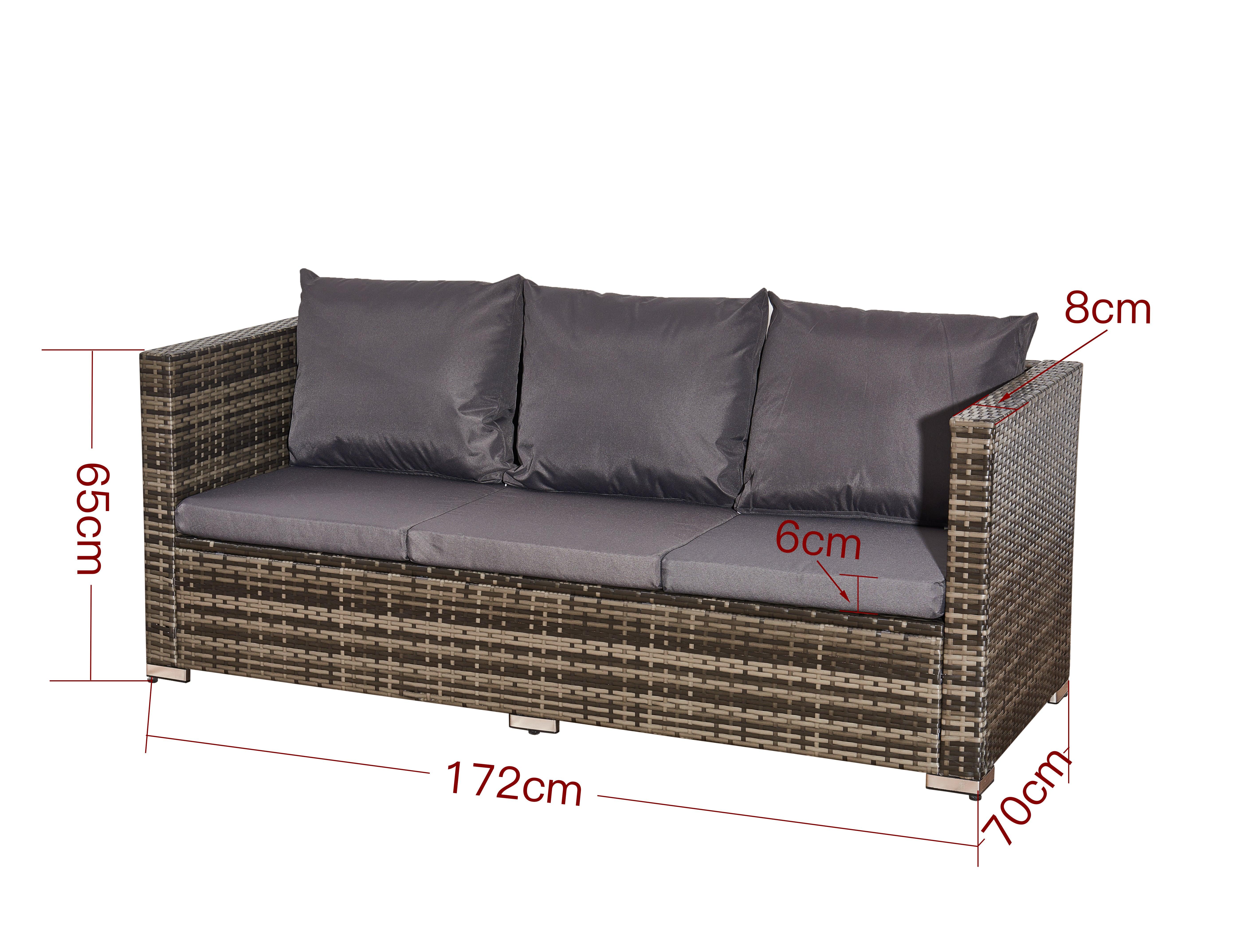 Outdoor Rattan Sofa Set - MIX Grey 4-Seater L-Shape with Coffee Table & Sun Lounger - XEO Home