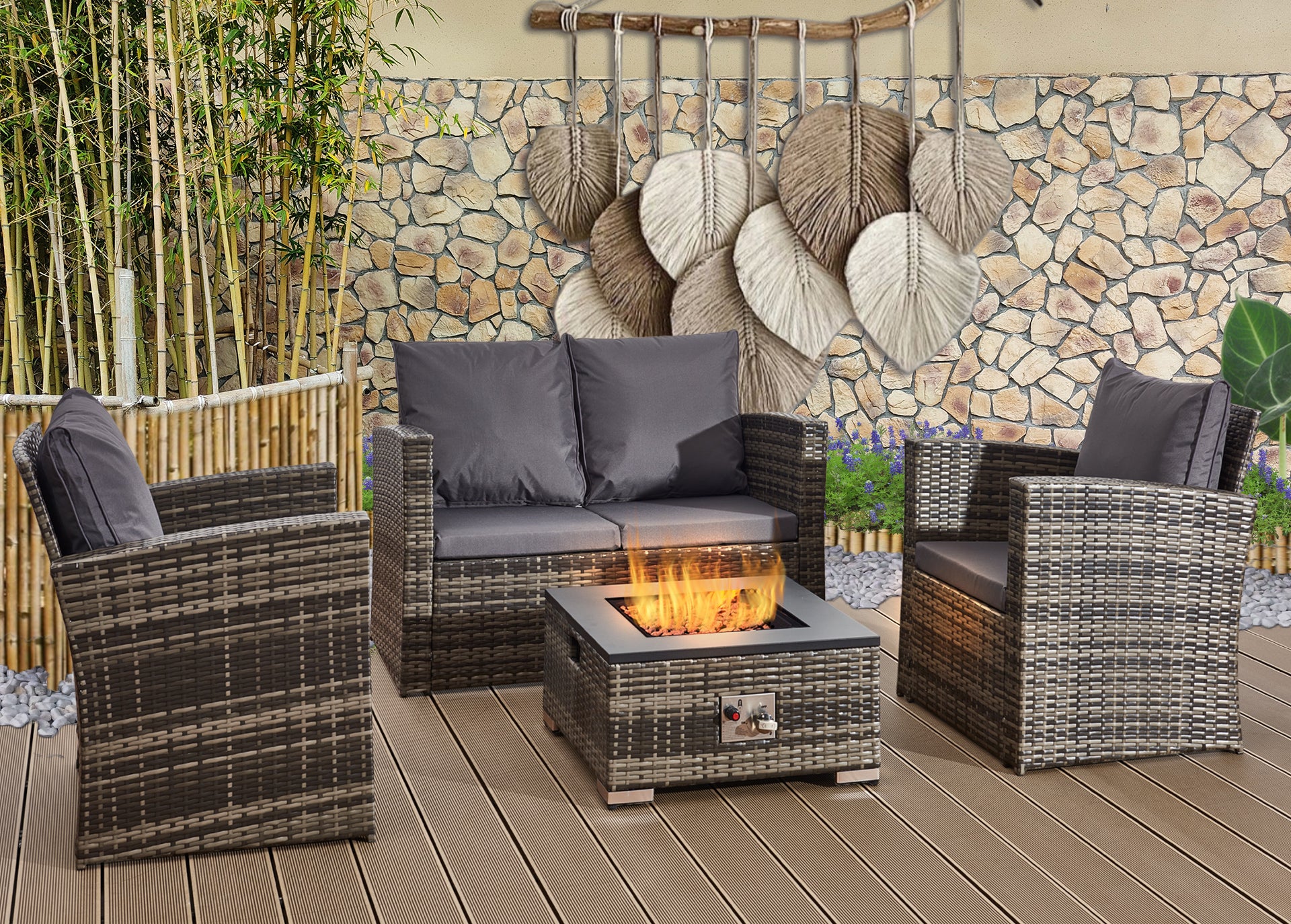 Rattan garden 4 piece set sale