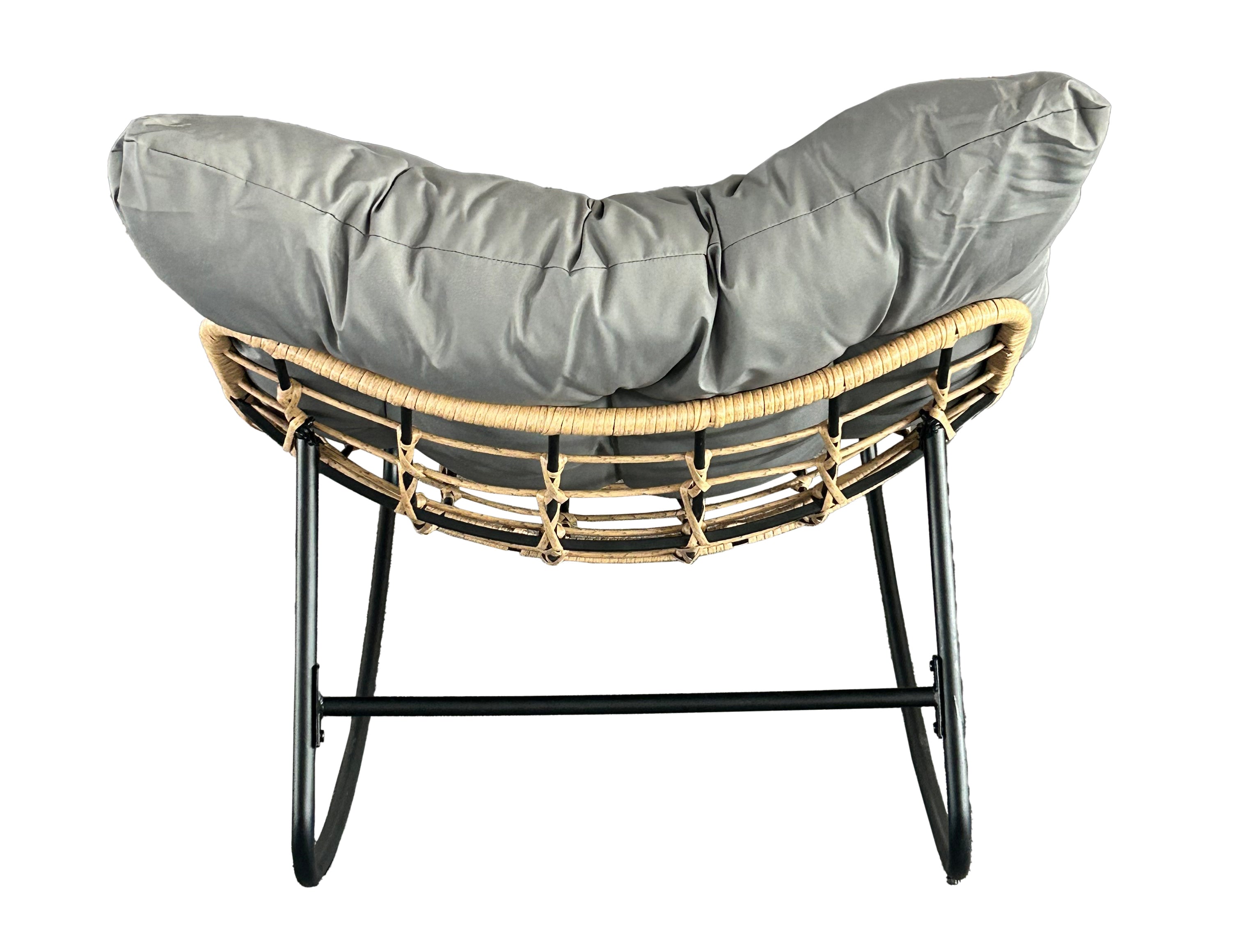 Outdoor Wicker Papasan Rocking Chair – Comfy Egg Chair with Thick Cushion for Patio, Garden, Living Room & Bedroom