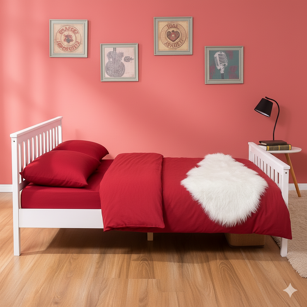 4ft Small Double Pine Wood Bed Frame White Wooden Bed with Optional Gel Memory Foam Mattress