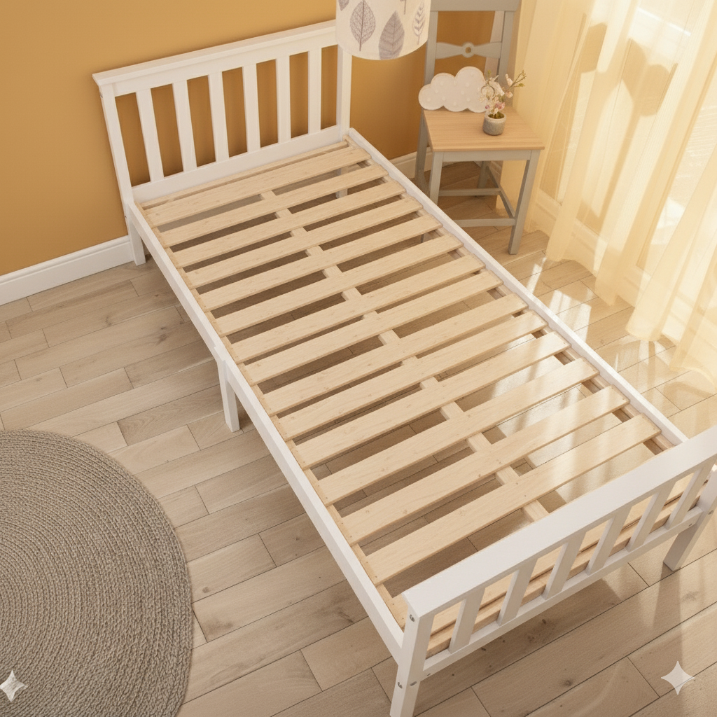 White 3ft Single Wooden Bed Frame with/without Mattress Solid Pinewood for Kids Teens Adults