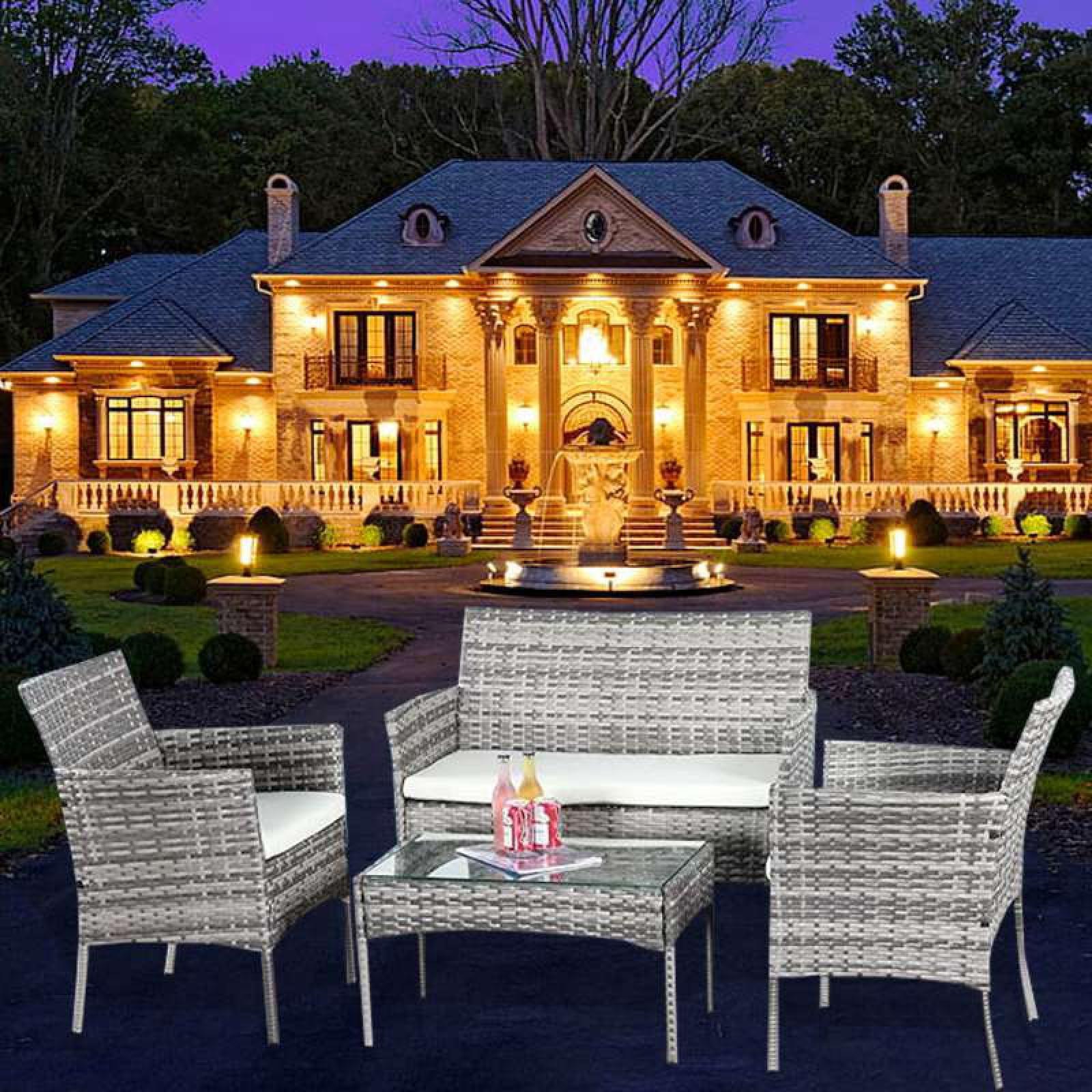 4 PC Rattan Garden Furniture Set for Indoor & Outdoor Use - XEO Home