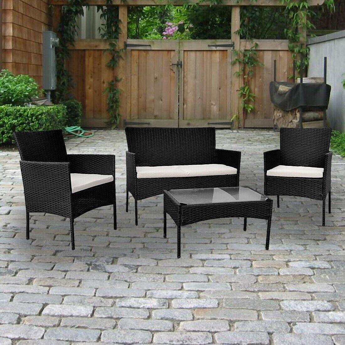4 PC Rattan Garden Furniture Set for Indoor & Outdoor Use - XEO Home