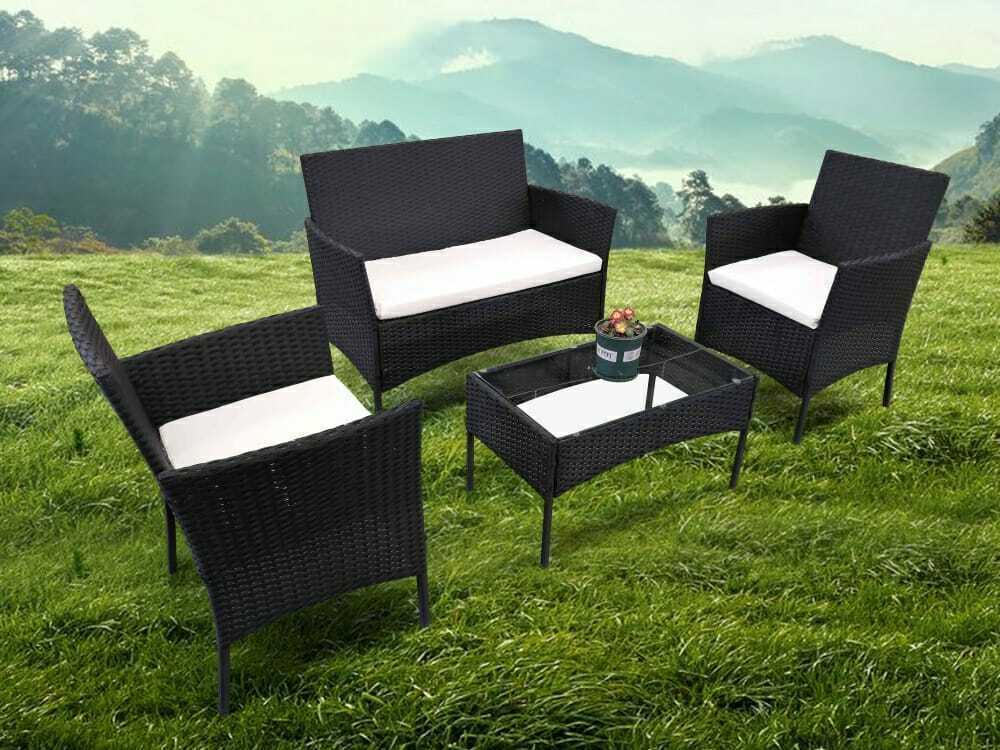 4 PC Rattan Garden Furniture Set for Indoor & Outdoor Use - XEO Home