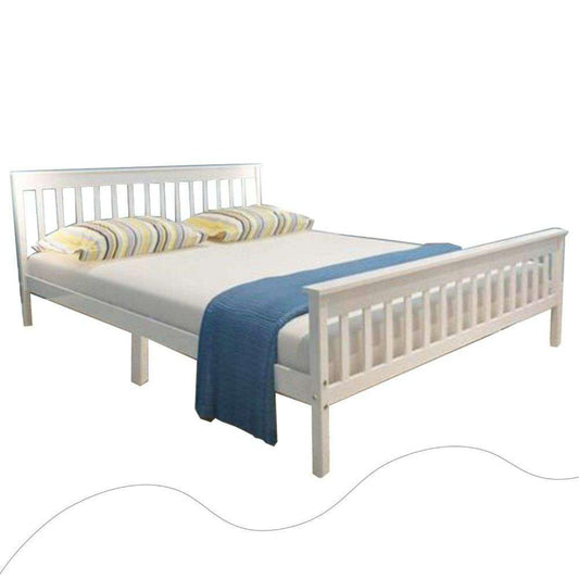 4ft Durable and Comfortable White Small Double Pinewood Bed Frame - XEO Home