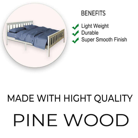 Beautiful King Size White Pinewood Solid Bed Frame