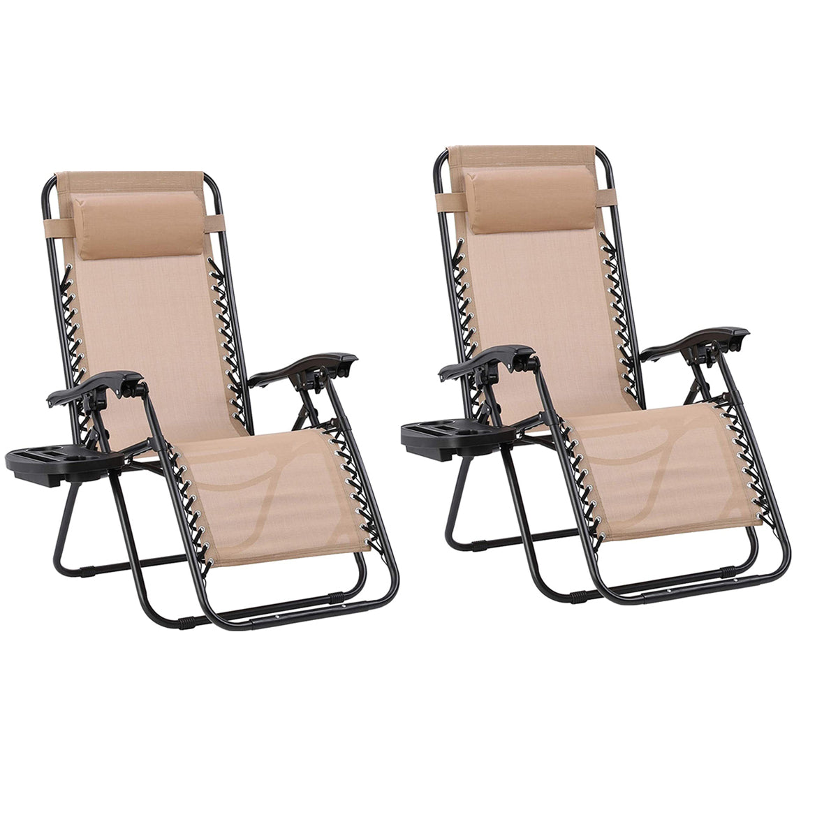Zero Gravity Sun Lounger Chair with Cup Holder – Folding Reclining Garden Chair for Patio, Beach, Pool & Terrace Outdoor Furniture