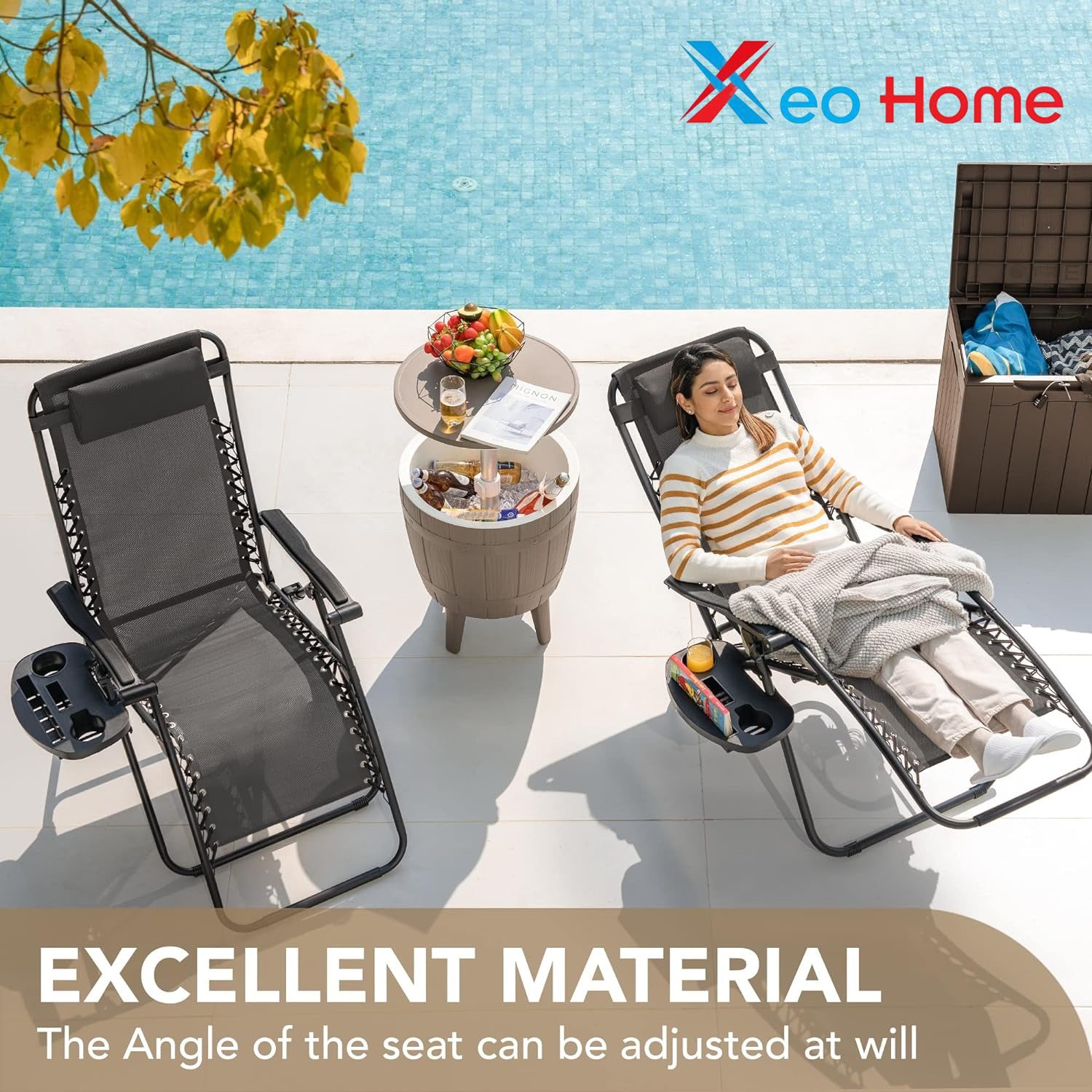 Zero Gravity Sun Lounger Chair with Cup Holder – Folding Reclining Garden Chair for Patio, Beach, Pool & Terrace Outdoor Furniture