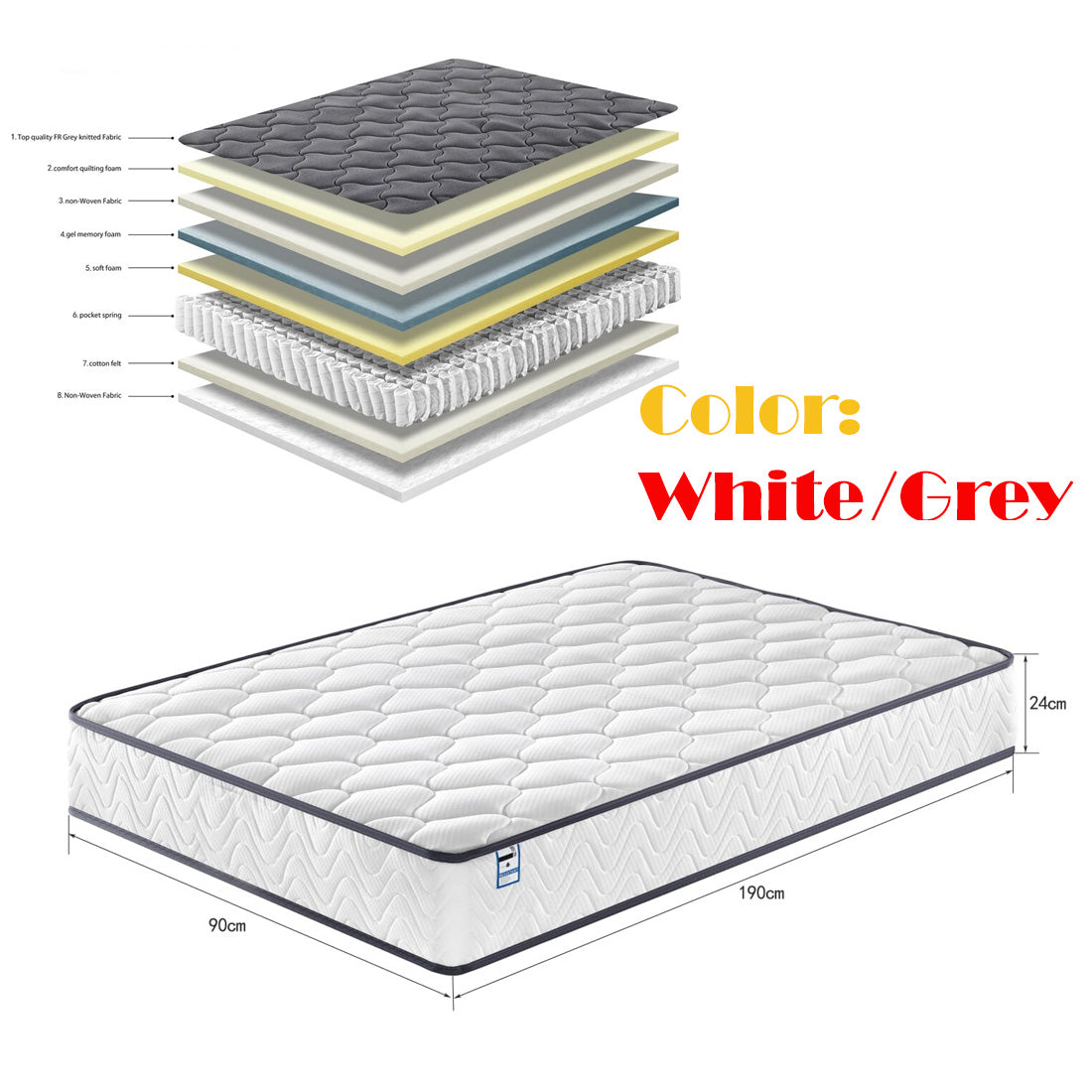 White 3ft Single Wooden Bed Frame with/without Mattress Solid Pinewood for Kids Teens Adults