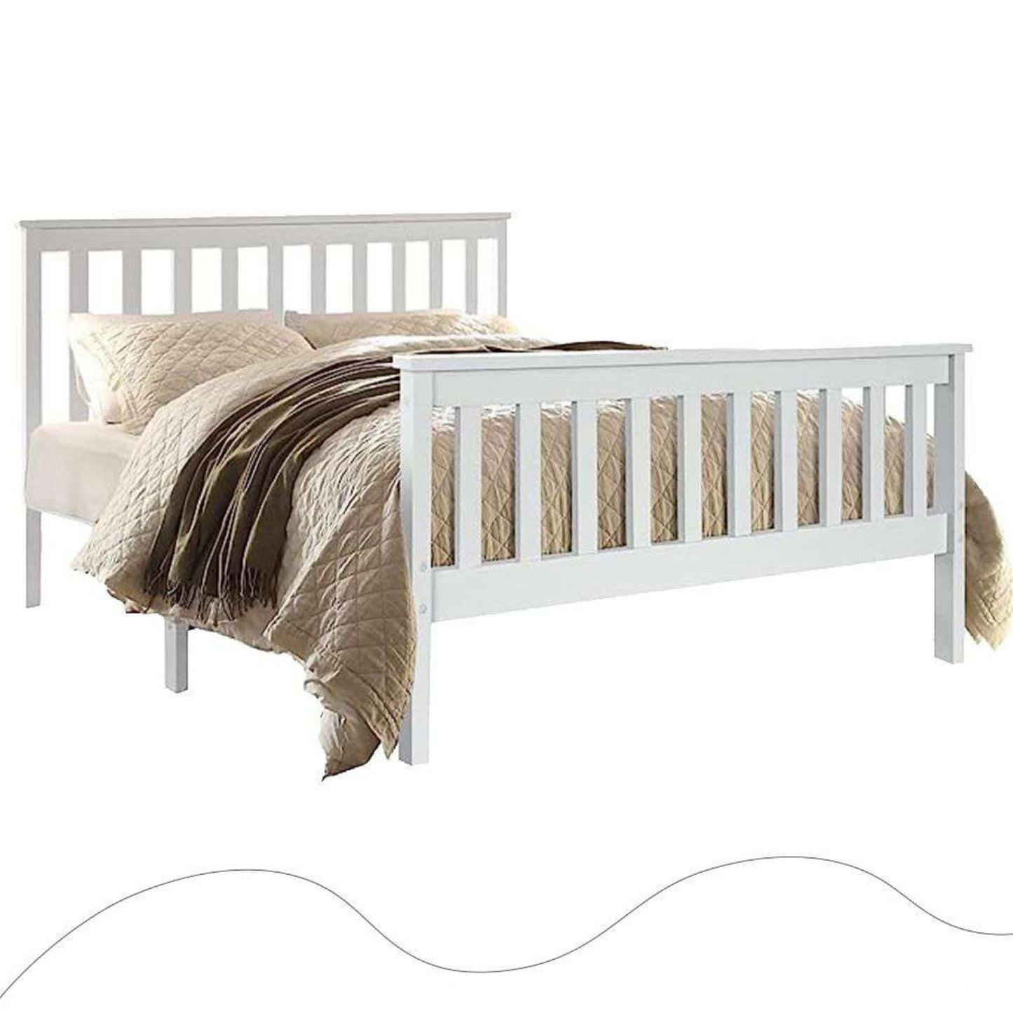 Very Elegant and Strong King Size White Pinewood Bed Frame