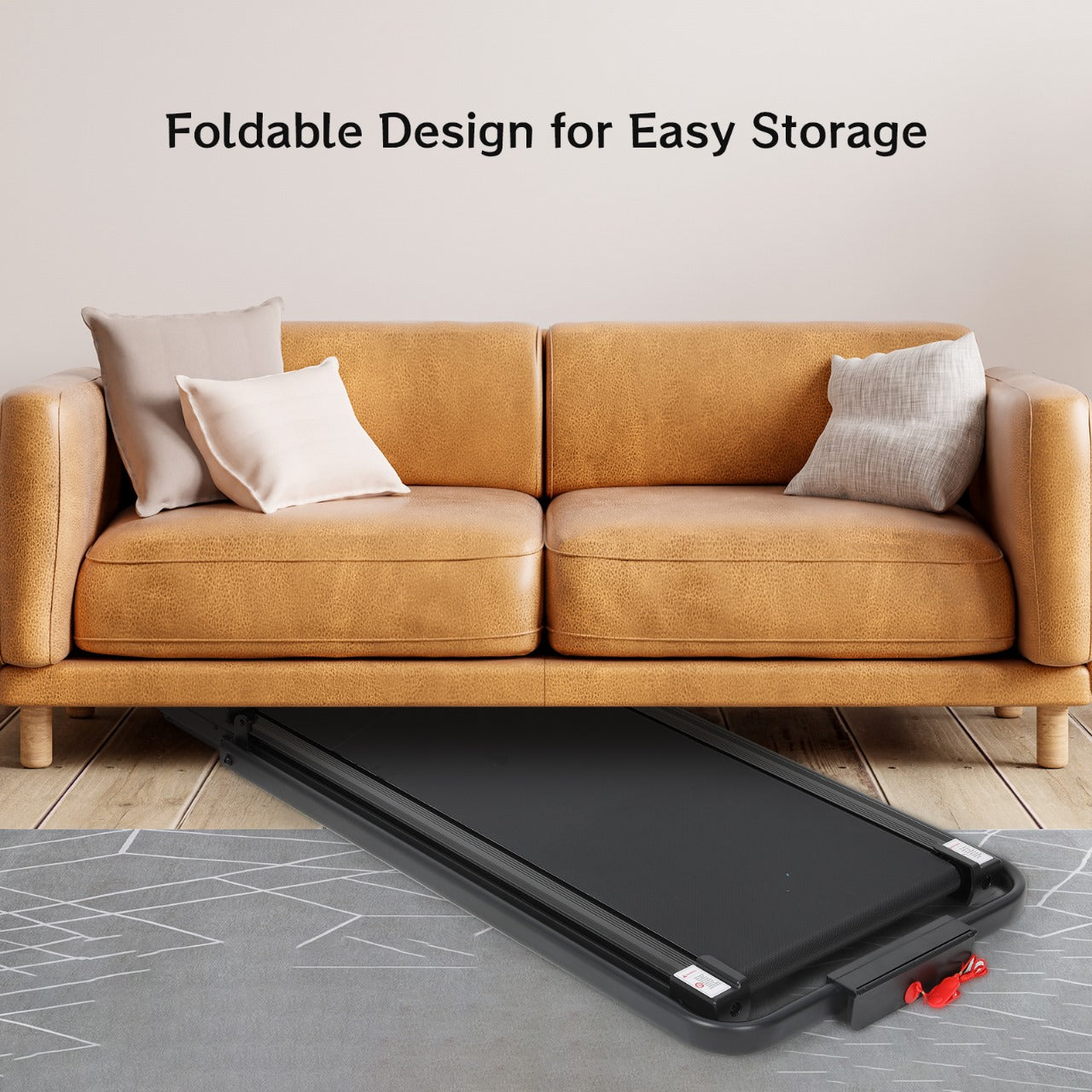 Walking Pad Treadmill with Handle & Emergency Stop – Foldable Under Desk Electric Treadmill for Home Office Gym | 2HP Motor, LED Display, Compact Portable Running Machine