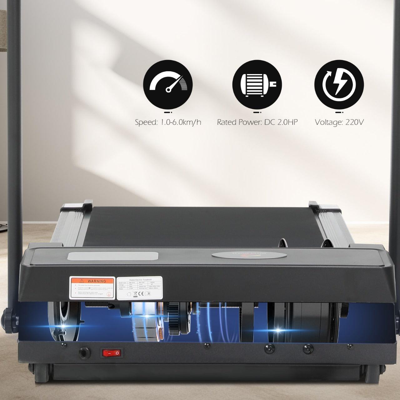 Under Desk Treadmill with Handrail – Foldable, 1.5HP Motor, LCD Display, Bluetooth, Remote Control, 1–10km/h Speed, 100KG Capacity