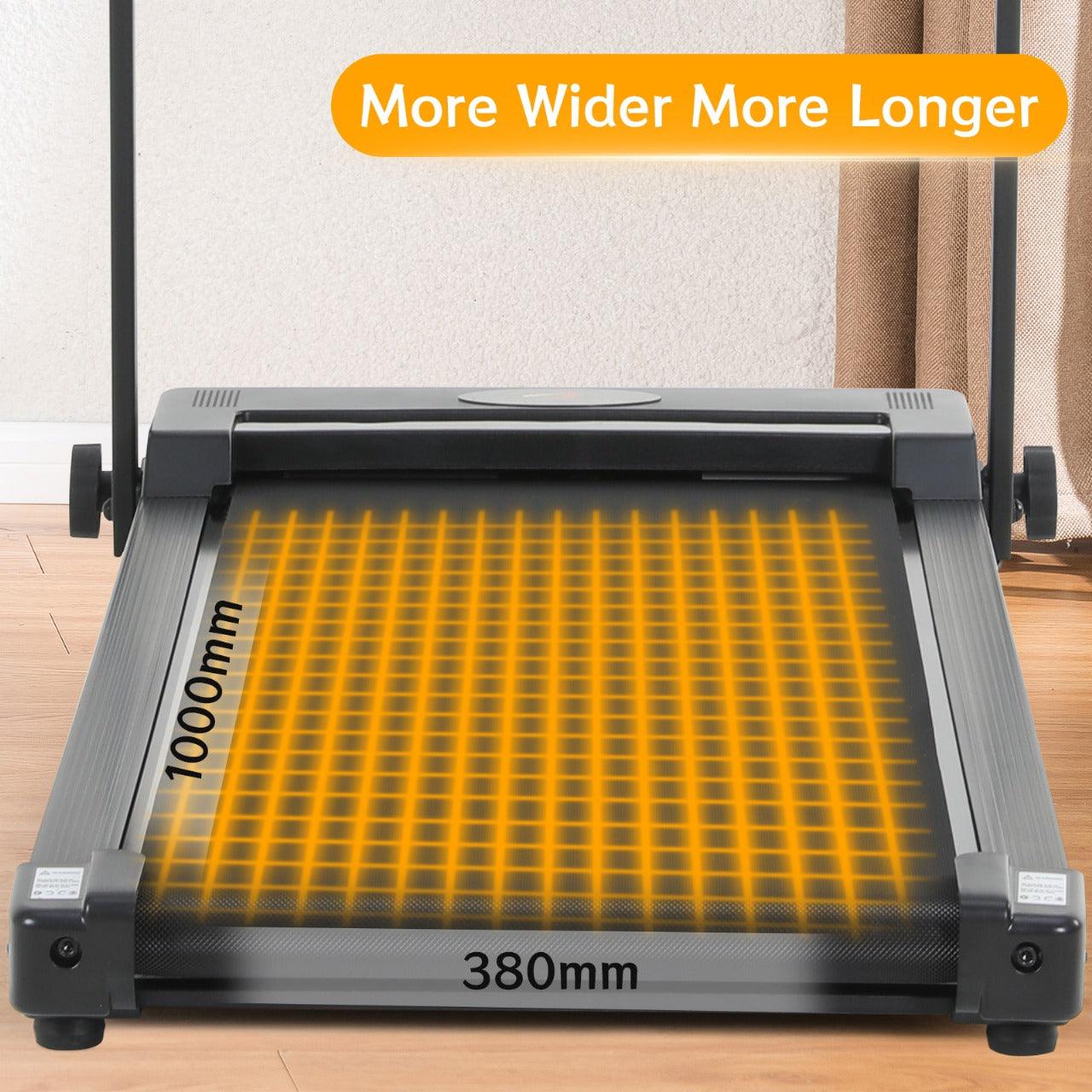 Under Desk Treadmill with Handrail – Foldable, 1.5HP Motor, LCD Display, Bluetooth, Remote Control, 1–10km/h Speed, 100KG Capacity