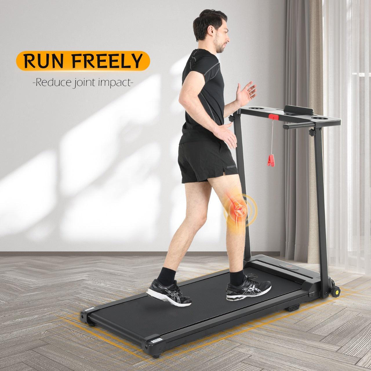 Under Desk Treadmill with Handrail – Foldable, 1.5HP Motor, LCD Display, Bluetooth, Remote Control, 1–10km/h Speed, 100KG Capacity