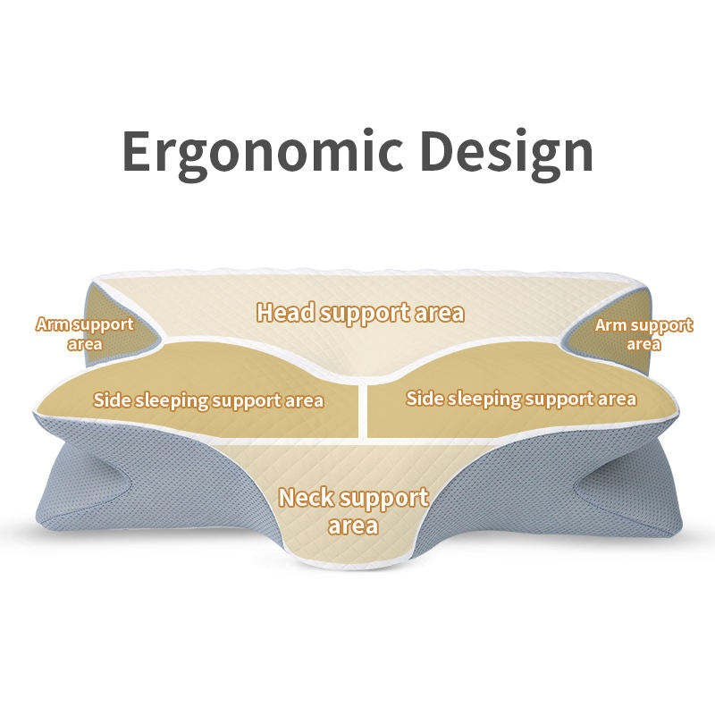 Ergonomic Memory Foam Butterfly Pillow – Orthopedic Cervical Neck Support Sleeping Pillow for Side & Back Sleepers, Black & White Bed Pillow