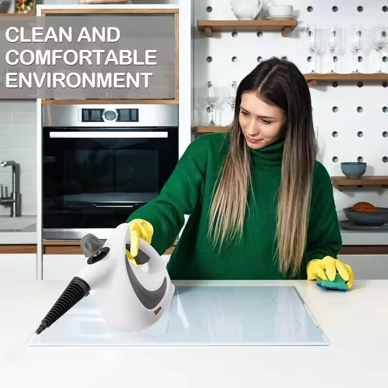 Handheld Steam Cleaner 1050W – Portable Multi-Purpose Pressurised Steam Cleaning Machine with 9 or 12 Accessories for Kitchen, Sofa, Tiles, Windows & Car