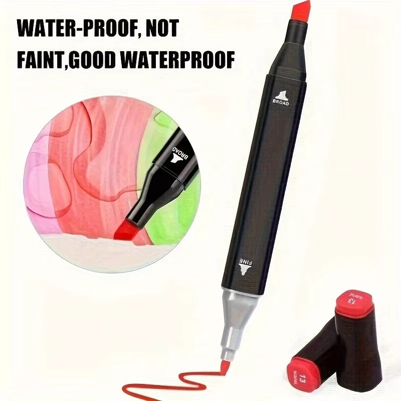 Dual Tip Alcohol Markers Set 40/80/120/168 Colours – Permanent Art Pens for Drawing, Manga, Sketching & Colouring with Carry Case