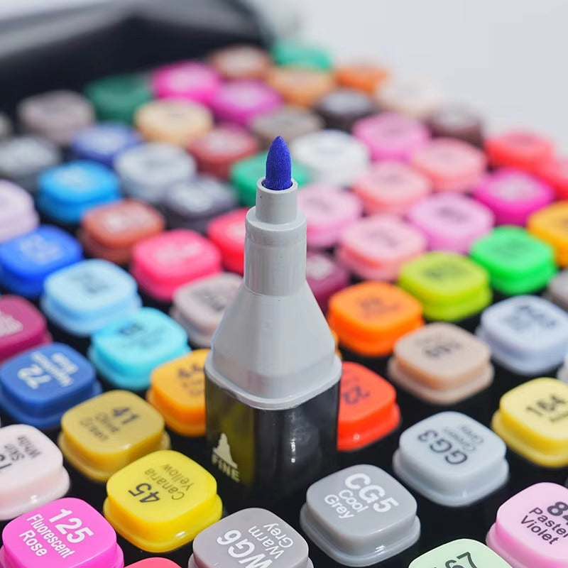 Dual Tip Alcohol Markers Set 40/80/120/168 Colours – Permanent Art Pens for Drawing, Manga, Sketching & Colouring with Carry Case