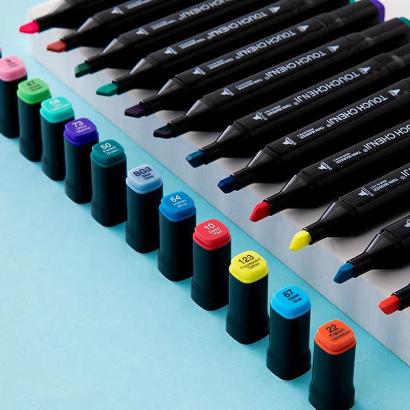 Dual Tip Alcohol Markers Set 40/80/120/168 Colours – Permanent Art Pens for Drawing, Manga, Sketching & Colouring with Carry Case