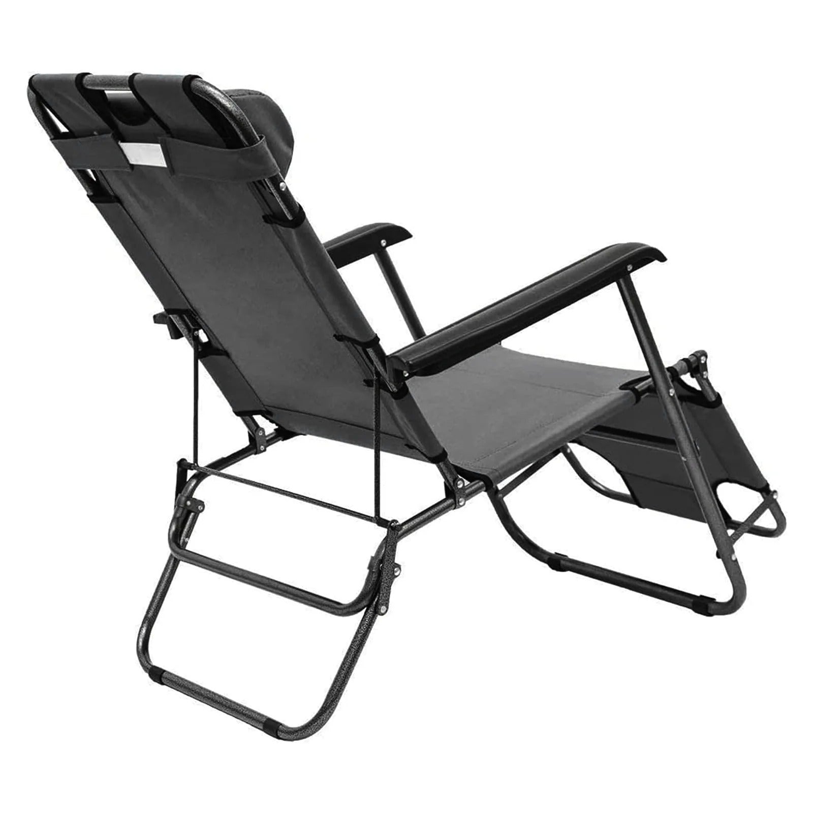 Folding Outdoor Recliner 2 Chairs with Adjustable Headrest – 2X Zero Gravity Garden Sun Lounger Bed with Armrests, Portable Patio Chair for Camping, Beach & Poolside