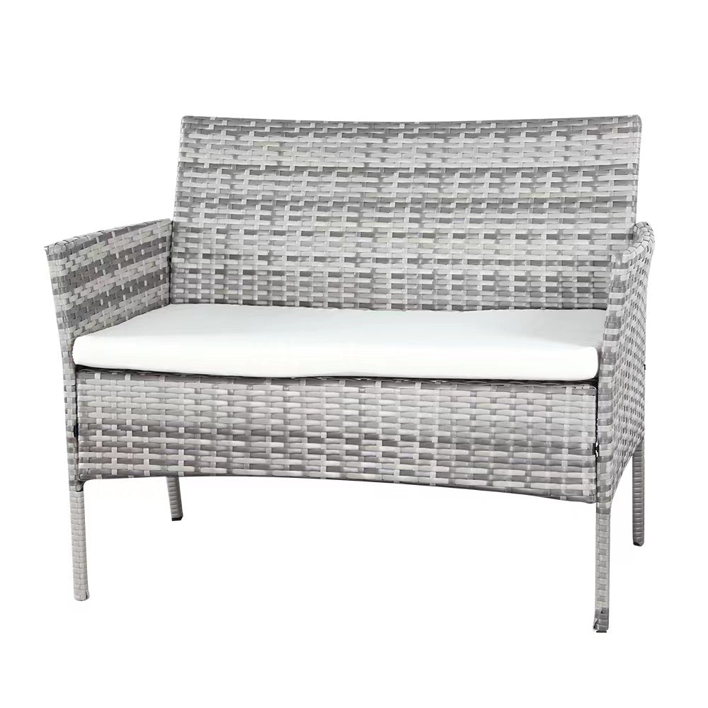 4 Piece Rattan Garden Furniture Set – Outdoor Patio Sofa & Chairs with Coffee Table for Balcony, Conservatory, Backyard & Poolside
