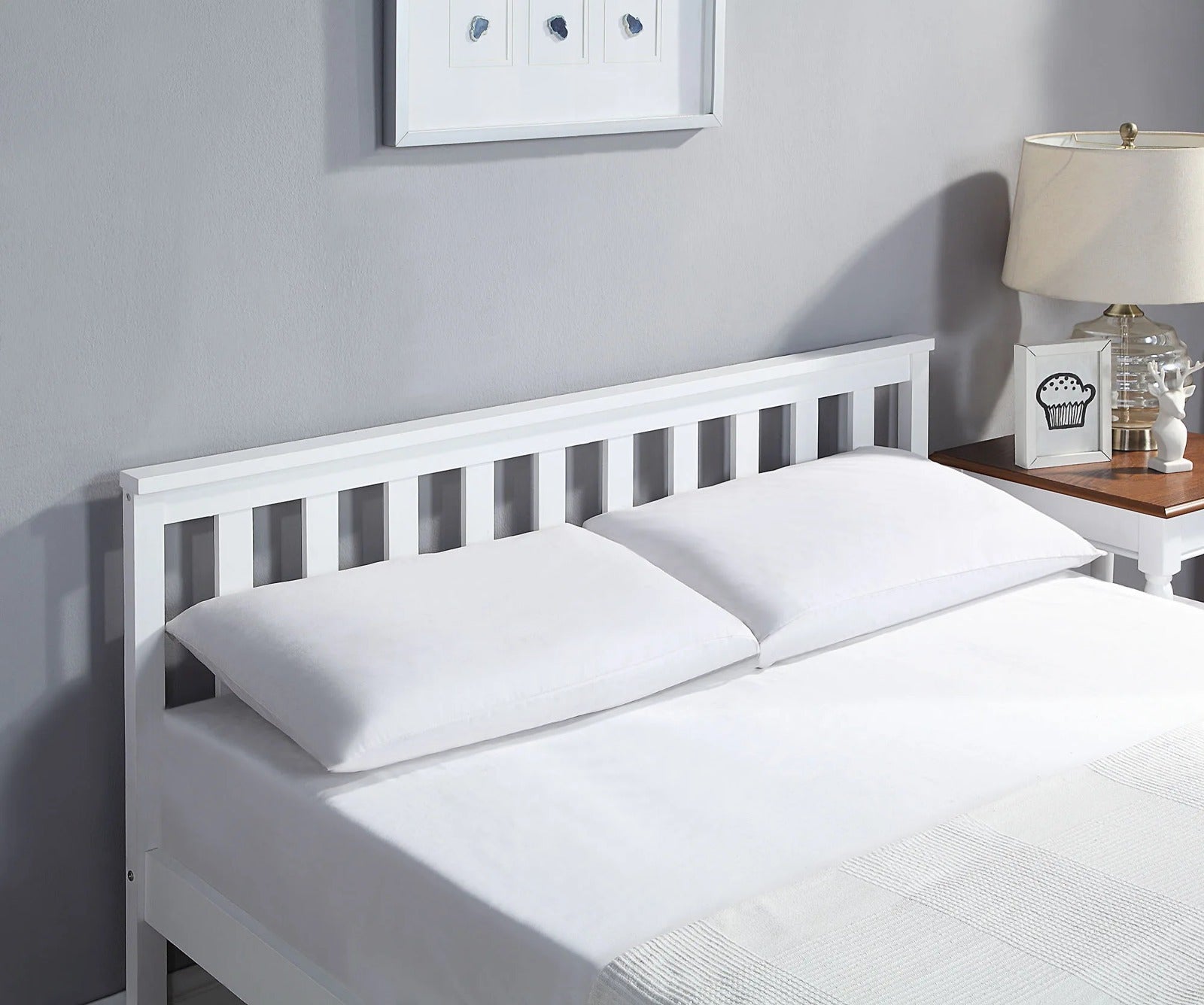 White 5ft King Size Wooden Bed Frame – Solid Pine Wood Bed with Optional Cooling Gel Mattress for Bedroom Furniture
