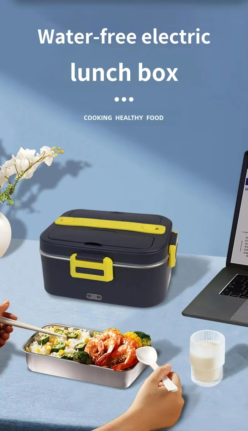 Portable Electric Lunch Box Food Warmer 1.8L – Heated Stainless Steel Lunch Container for Car, Truck, Home & Office 12V/24V/220V with Carry Bag