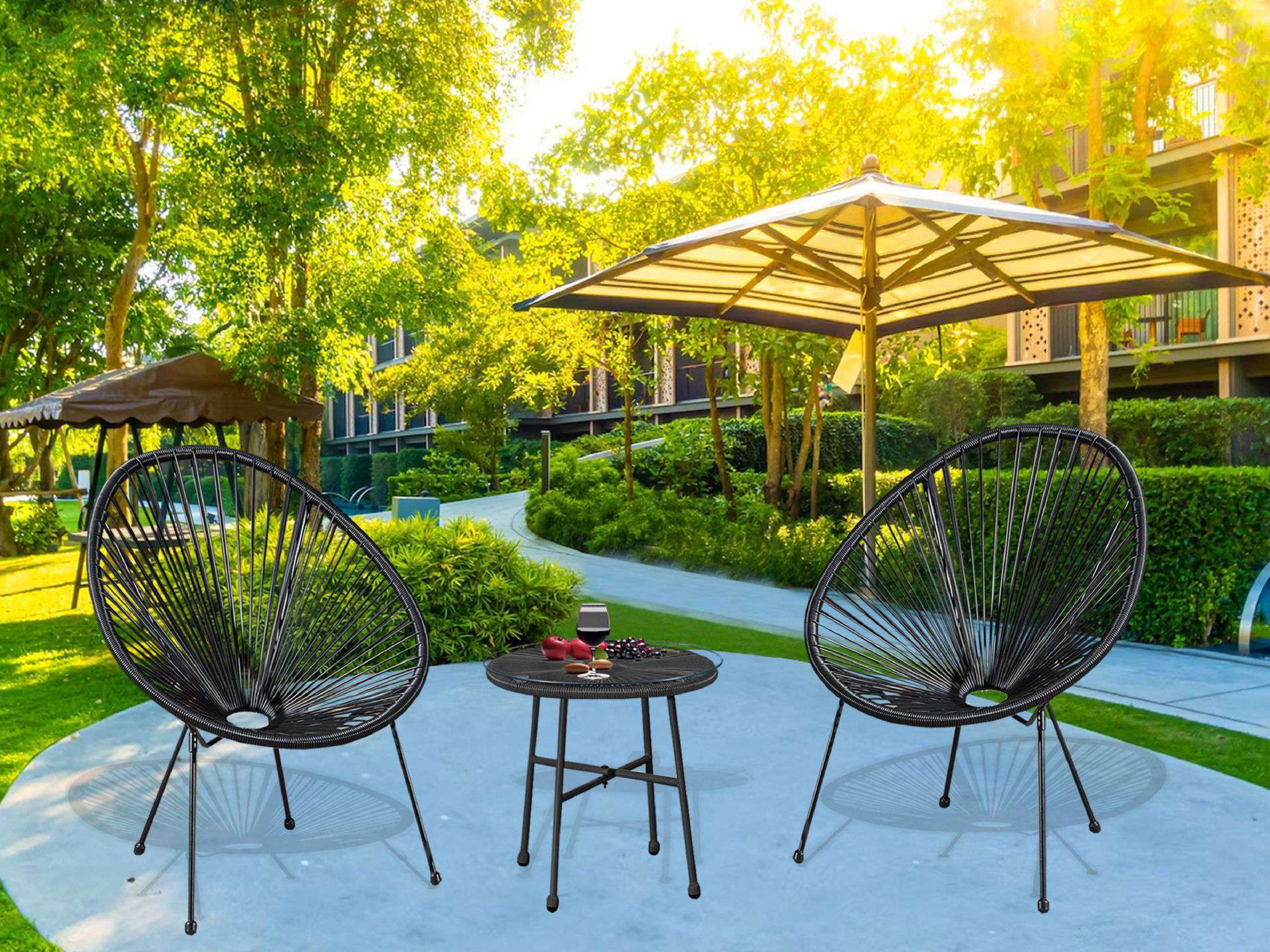 Egg Chair Bistro Set Garden String Patio Furniture Seating Indoor & Outdoor - XEO Home