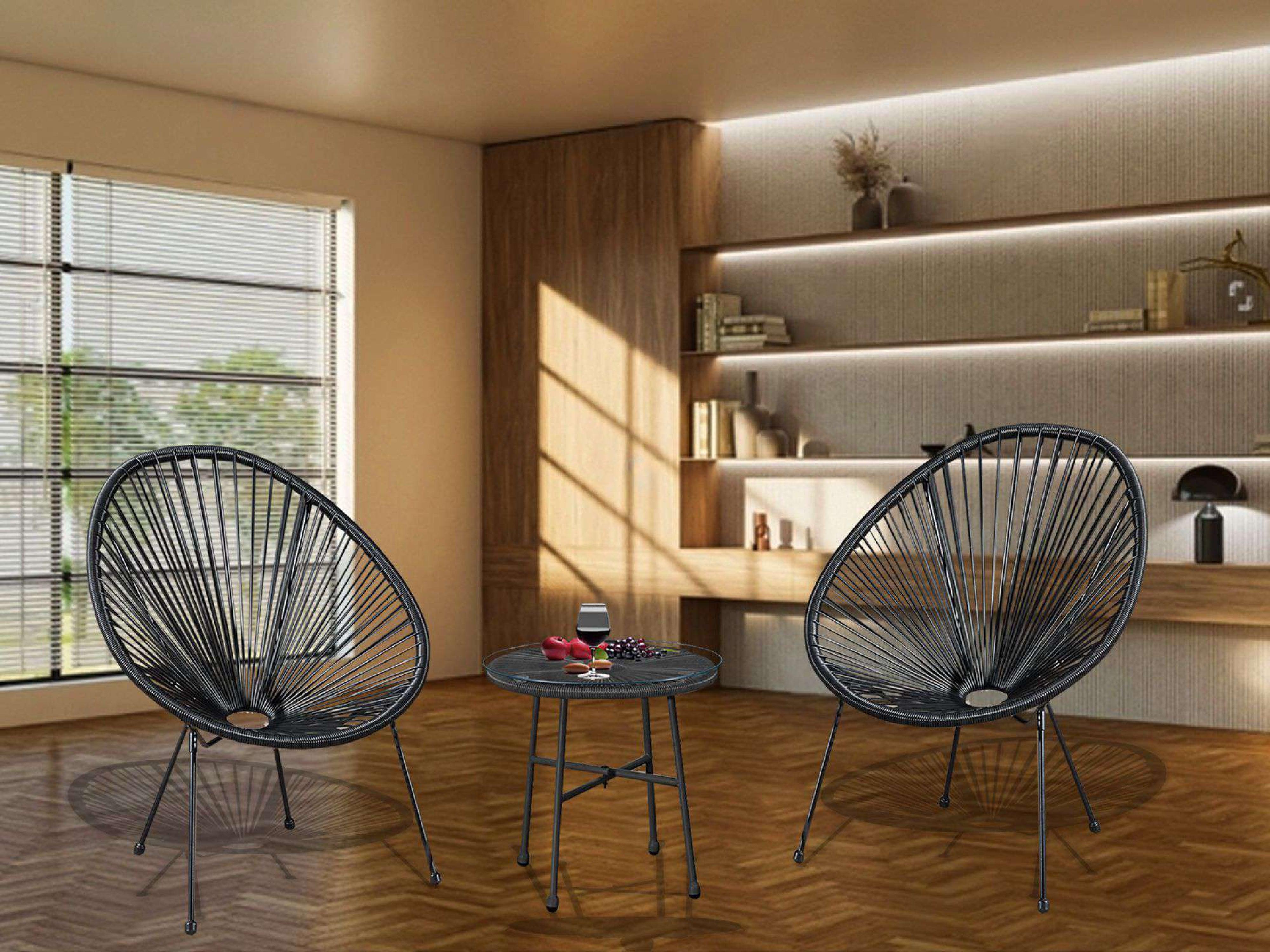 Egg Chair Bistro Set Garden String Patio Furniture Seating Indoor & Outdoor - XEO Home