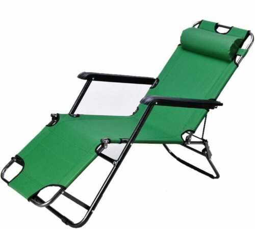 Folding Outdoor Recliner 2 Chairs with Adjustable Headrest – 2X Zero Gravity Garden Sun Lounger Bed with Armrests, Portable Patio Chair for Camping, Beach & Poolside