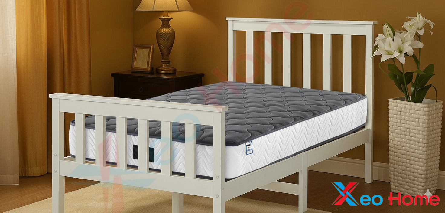 4ft Small Double Pine Wood Bed Frame White Wooden Bed with Optional Gel Memory Foam Mattress