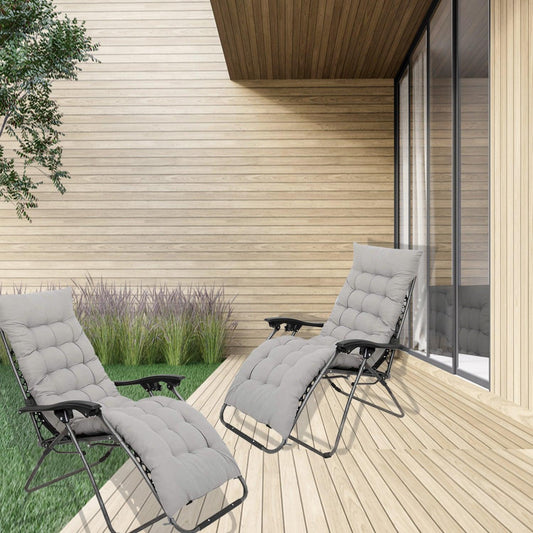 Zero Gravity Folding Chairs - 2 Pack with Padded Cushions and Non-Slip Base - XEO Home