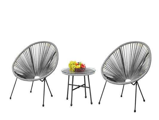 Egg Chair Bistro Set Garden String Patio Furniture Seating Indoor & Outdoor - XEO Home